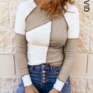 TikTok shop long sleeve patchwork top